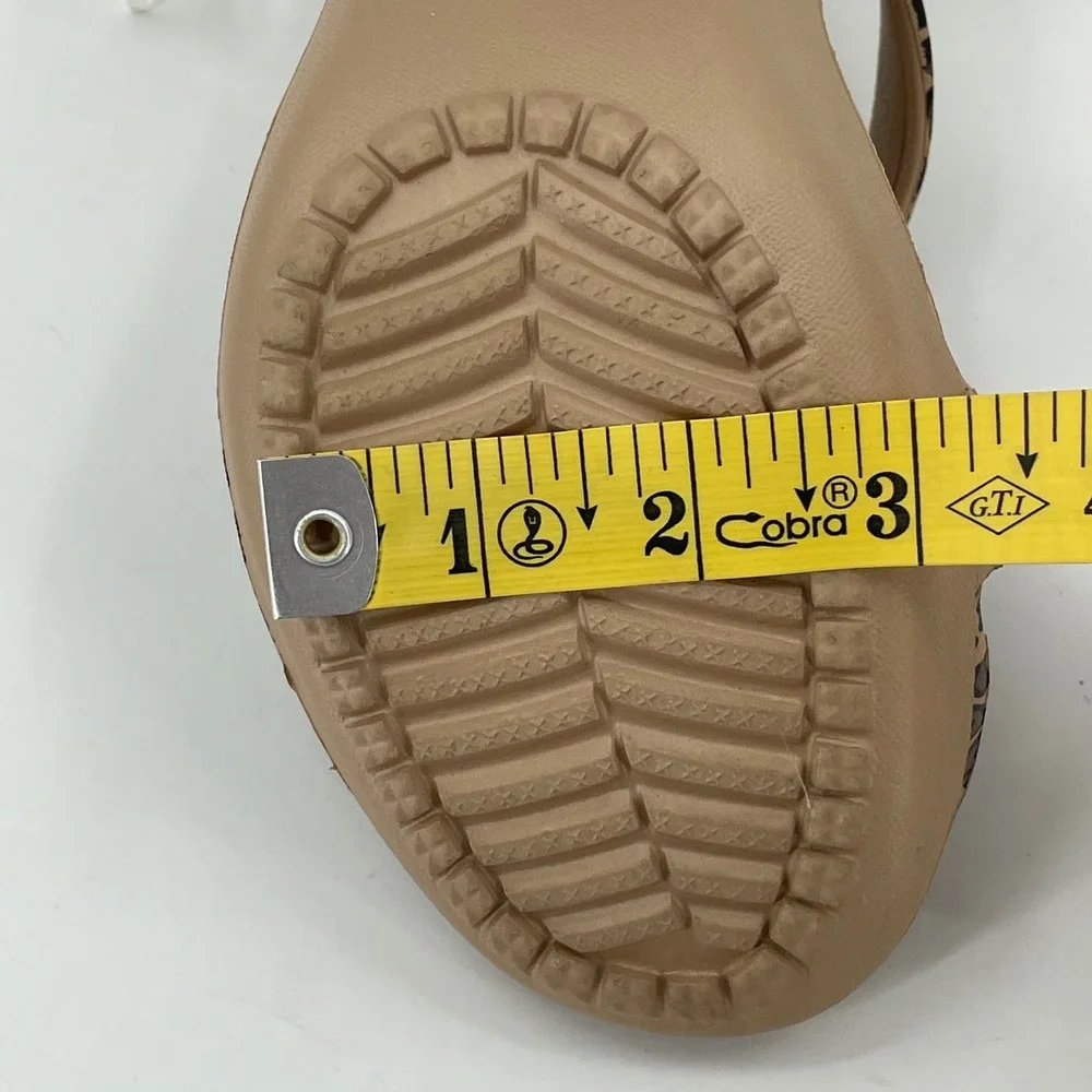 Crocs Womens Cyprus IV Heel Sz. 9 Tan Ltd. Edition EUC Strappy Leopard 16140